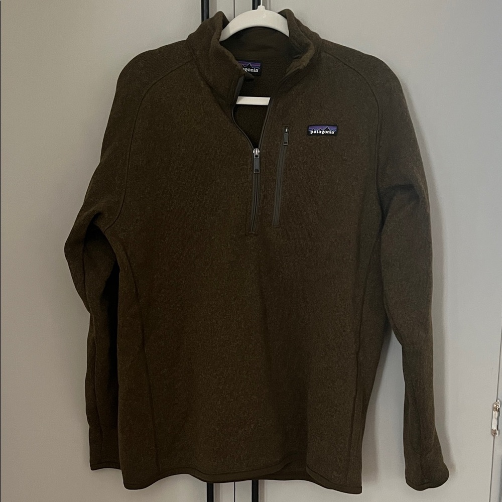 Patagonia Better Sweater Men's Olive Brown 1/4 Zip-Up, Large